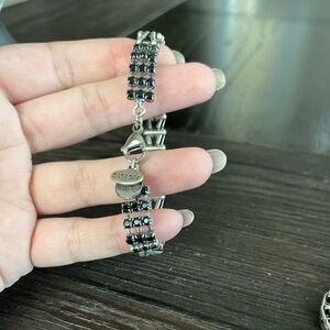 Alex and Ani Vintage 66 Silver black crystal link bracelet